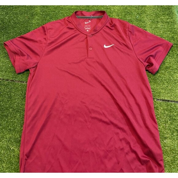 Nike polo mens medium red blade collar lighweight breathable short sleeve RK - Picture 5 of 10
